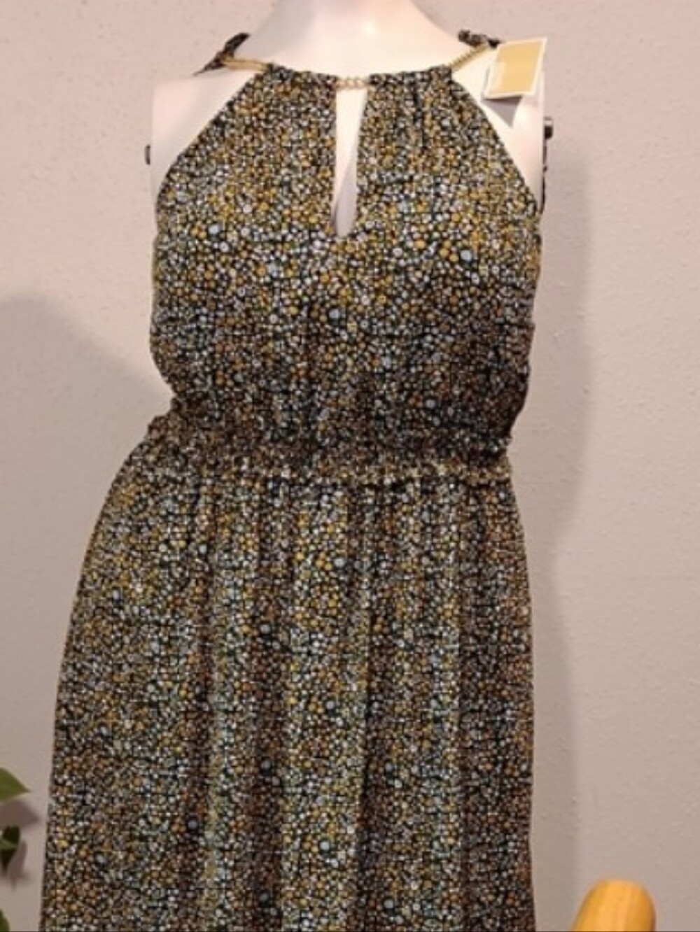 New! Michael Kors Black and Yellow Spring Floral Dress $175 Retail